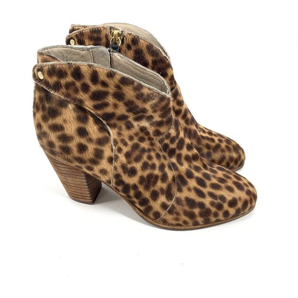 Boden Shoes - Boden Hoxton Calf Hair Leopard Print Ankle Boots 38 7 Womens Brown Low Booties
